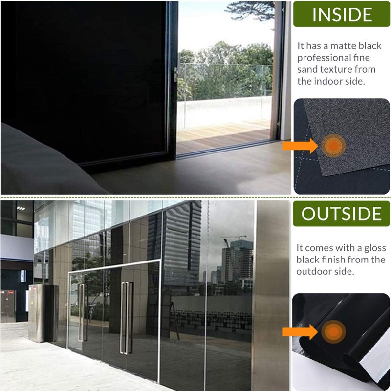 VELIMAX Static Cling Total Blackout Window Film Privacy Room Darkening Window Tint Black Window Cover 100% Light Blocking No Glue (17.7 x 157.4 inches) - Image 4